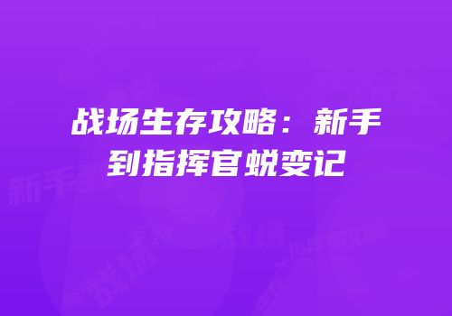 战场生存攻略：新手到指挥官蜕变记