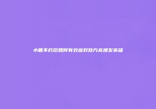 小鹿不朽后如何有效应对敌方高爆发英雄
