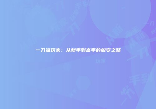 一刀流玩家：从新手到高手的蜕变之路