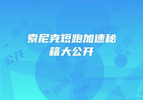 索尼克短跑加速秘籍大公开