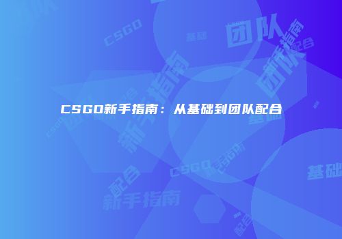 CSGO新手指南：从基础到团队配合