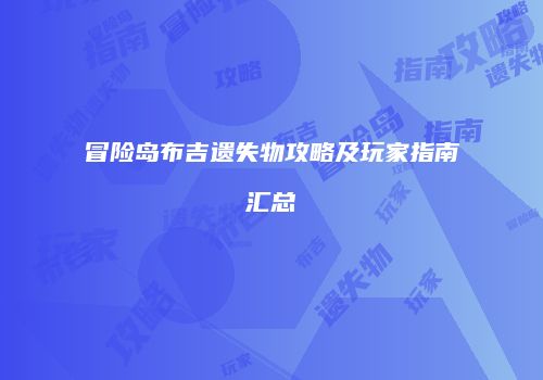 冒险岛布吉遗失物攻略及玩家指南汇总