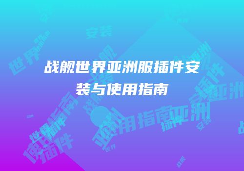 战舰世界亚洲服插件安装与使用指南