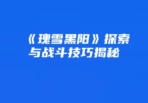 《瑰雪黑阳》探索与战斗技巧揭秘