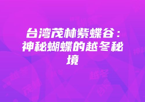 台湾茂林紫蝶谷：神秘蝴蝶的越冬秘境