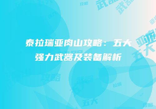 泰拉瑞亚肉山攻略：五大强力武器及装备解析