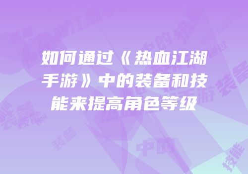 如何通过《热血江湖手游》中的装备和技能来提高角色等级