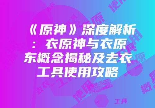 《原神》深度解析：衣原神与衣原东概念揭秘及去衣工具使用攻略