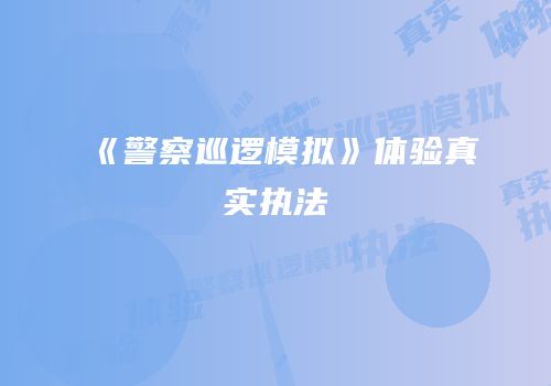 《警察巡逻模拟》体验真实执法
