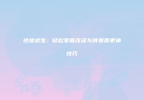 绝地求生：轻松掌握改名与背景图更换技巧