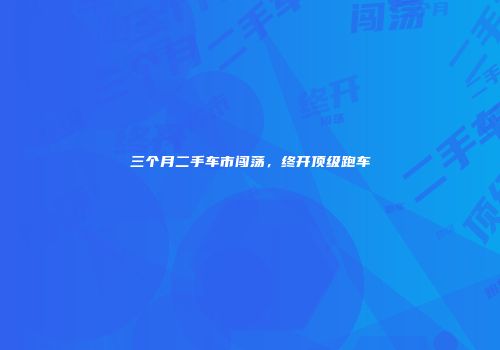 三个月二手车市闯荡，终开顶级跑车
