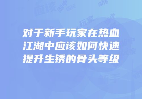 对于新手玩家在热血江湖中应该如何快速提升生锈的骨头等级