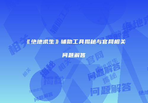 《绝地求生》辅助工具揭秘与官网相关问题解答
