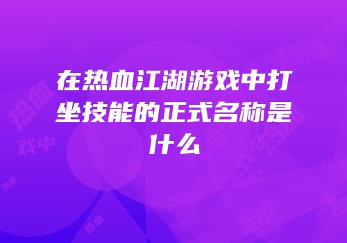 在热血江湖游戏中打坐技能的正式名称是什么