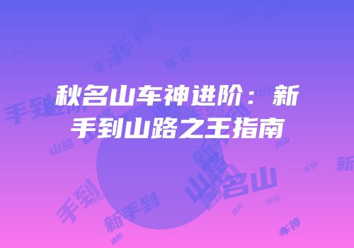 秋名山车神进阶：新手到山路之王指南