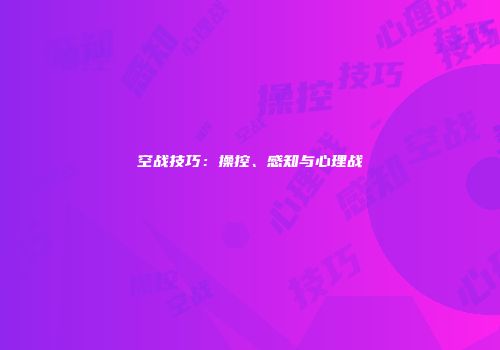 空战技巧：操控、感知与心理战