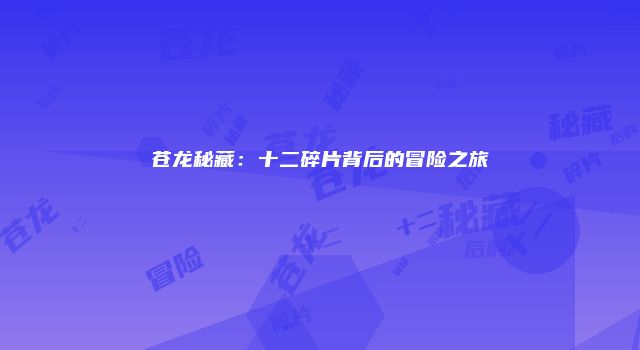 苍龙秘藏：十二碎片背后的冒险之旅