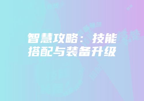 智慧攻略：技能搭配与装备升级