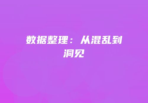 数据整理：从混乱到洞见