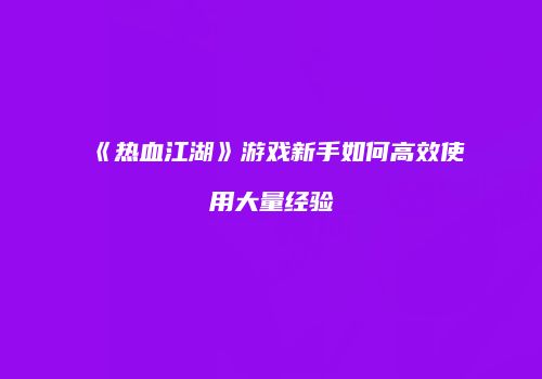 《热血江湖》游戏新手如何高效使用大量经验