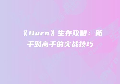 《Burn》生存攻略：新手到高手的实战技巧