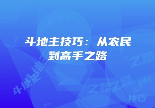 斗地主技巧：从农民到高手之路