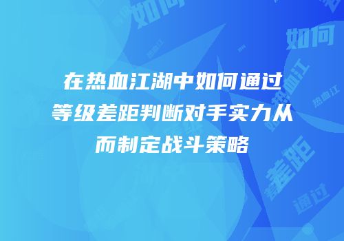 在热血江湖中如何通过等级差距判断对手实力从而制定战斗策略
