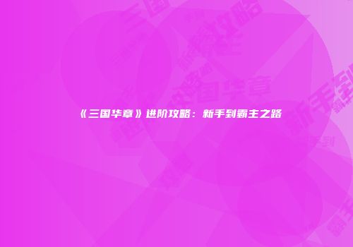 《三国华章》进阶攻略：新手到霸主之路