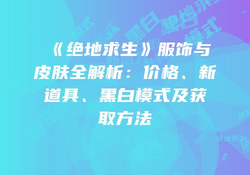 《绝地求生》服饰与皮肤全解析：价格、新道具、黑白模式及获取方法