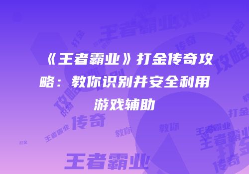 《王者霸业》打金传奇攻略：教你识别并安全利用游戏辅助