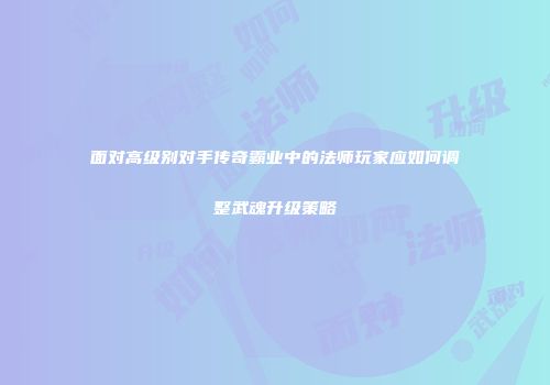 面对高级别对手传奇霸业中的法师玩家应如何调整武魂升级策略