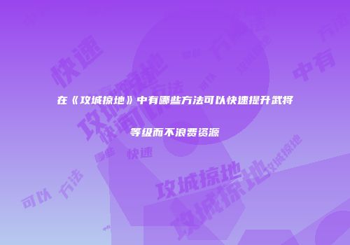 在《攻城掠地》中有哪些方法可以快速提升武将等级而不浪费资源