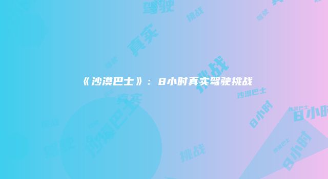 《沙漠巴士》：8小时真实驾驶挑战