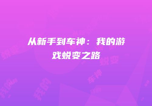 从新手到车神：我的游戏蜕变之路