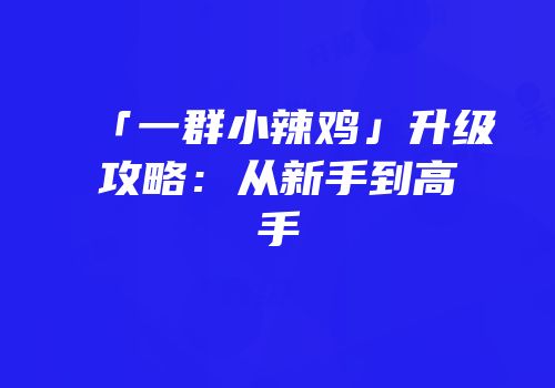 「一群小辣鸡」升级攻略：从新手到高手