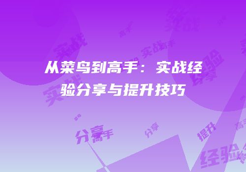 从菜鸟到高手：实战经验分享与提升技巧