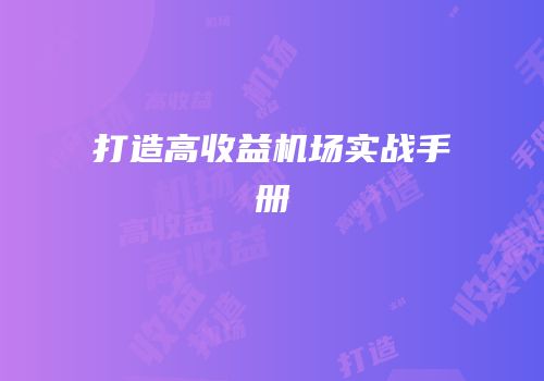 打造高收益机场实战手册