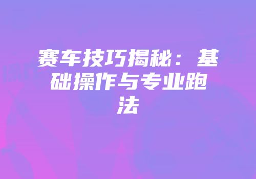 赛车技巧揭秘：基础操作与专业跑法