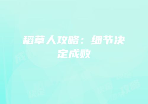 稻草人攻略：细节决定成败