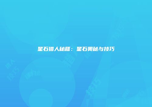 星石猎人秘籍：星石奥秘与技巧