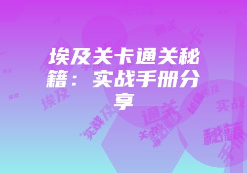 埃及关卡通关秘籍：实战手册分享