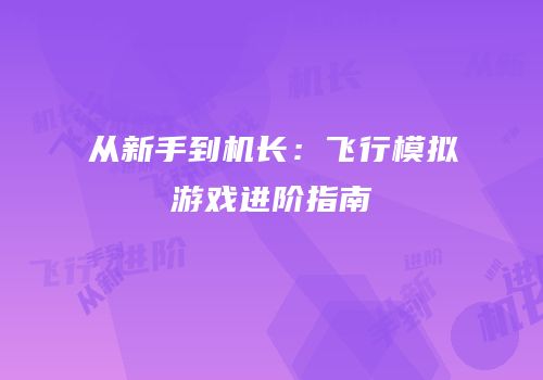 从新手到机长：飞行模拟游戏进阶指南