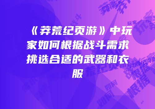 《莽荒纪页游》中玩家如何根据战斗需求挑选合适的武器和衣服