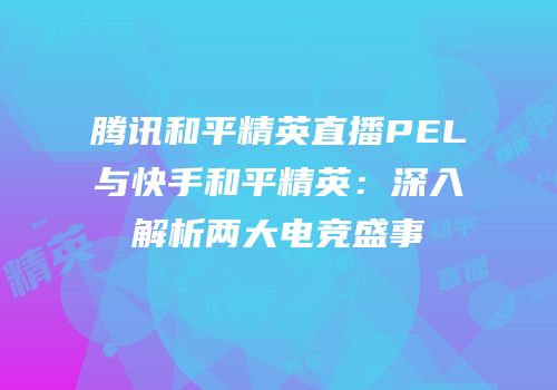腾讯和平精英直播PEL与快手和平精英：深入解析两大电竞盛事