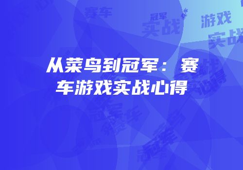 从菜鸟到冠军：赛车游戏实战心得