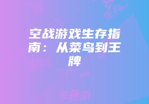空战游戏生存指南：从菜鸟到王牌