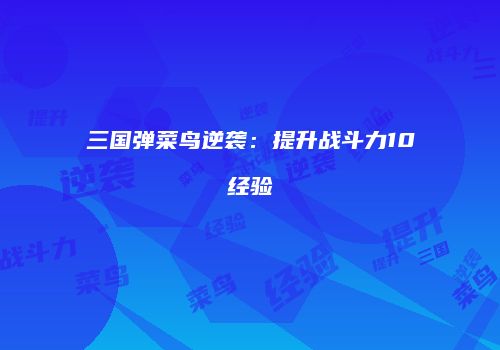 三国弹菜鸟逆袭：提升战斗力10经验
