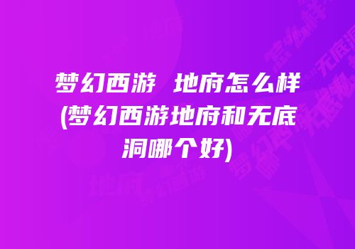 梦幻西游 地府怎么样(梦幻西游地府和无底洞哪个好)