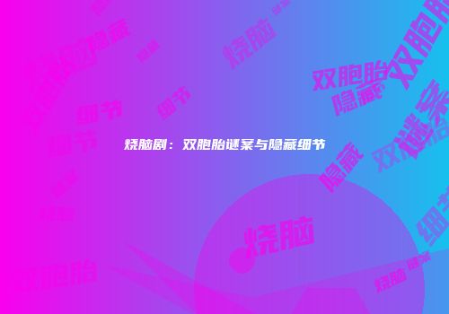 烧脑剧：双胞胎谜案与隐藏细节