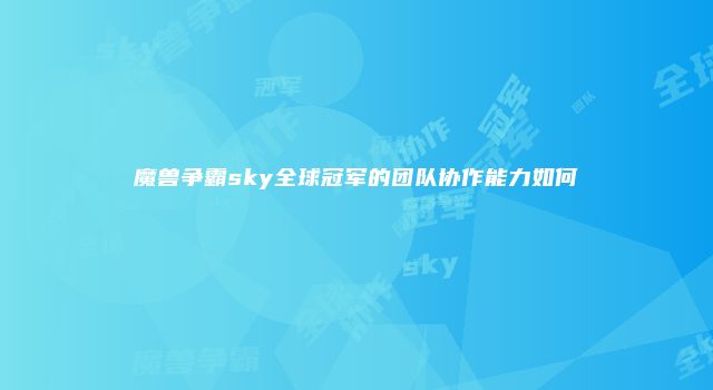 魔兽争霸sky全球冠军的团队协作能力如何